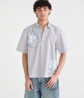 Aeropostale Floral Tattoo Microplaid Boxy Shirt