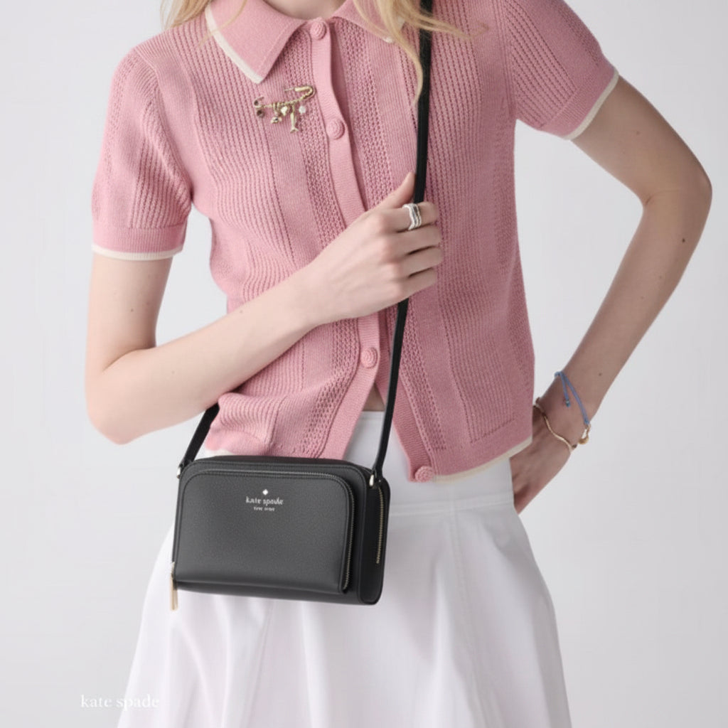 NWT Kate Spade  Staci Dual Zip Around Mini Crossbody In Black