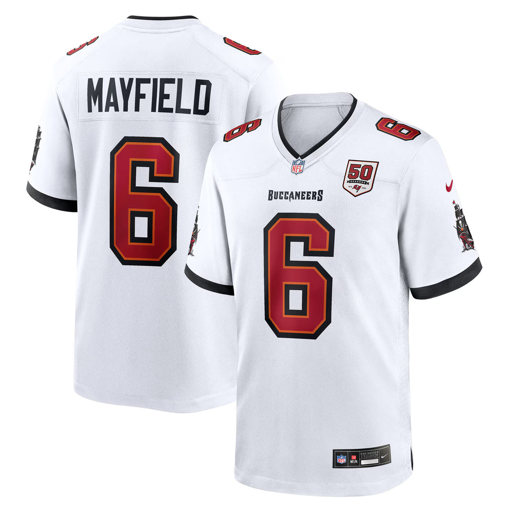 Tampa Bay Buccaneers Baker Mayfield White 50th Season White Game Jersey