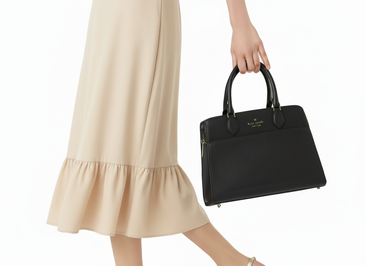 NWT Kate Spade Madison Medium Leather Satchel/Crossbody In Black