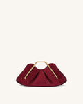 Lila Artificial Crystal Metal Frame Clutch - Red