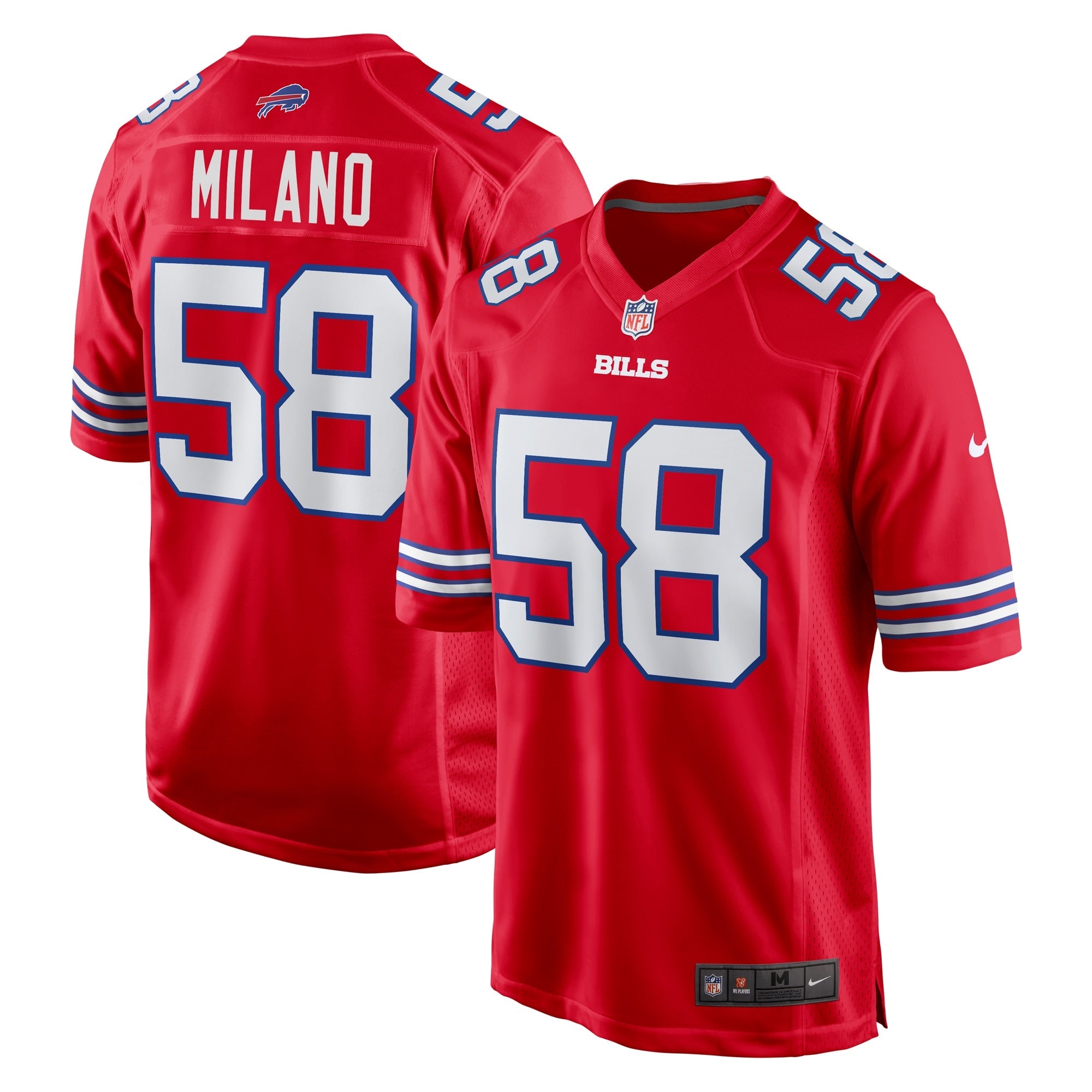 Buffalo Bills Matt Milano Red Alternate Game Jersey