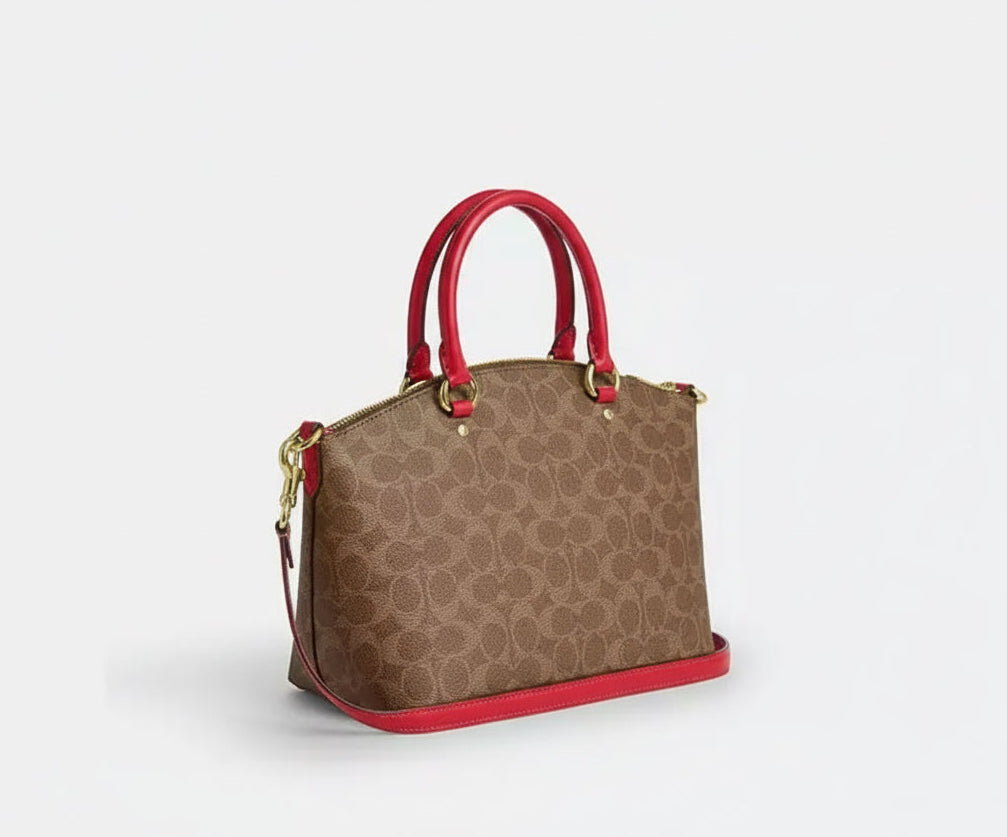 NWT Coach Sadie Satchel Bag In Signature Canvas & Leather