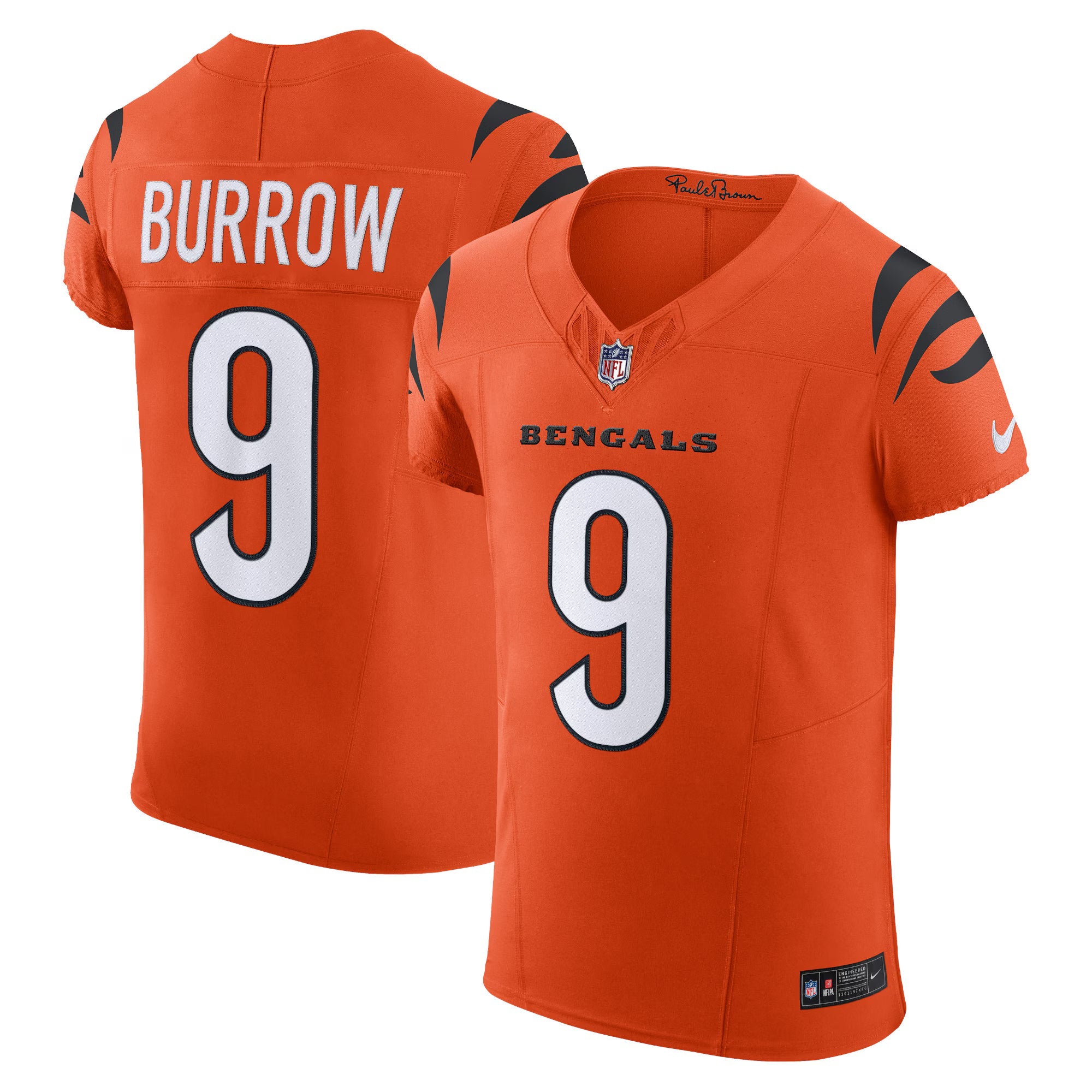 Cincinnati Bengals Joe Burrow Orange Vapor F.U.S.E. Elite Jersey