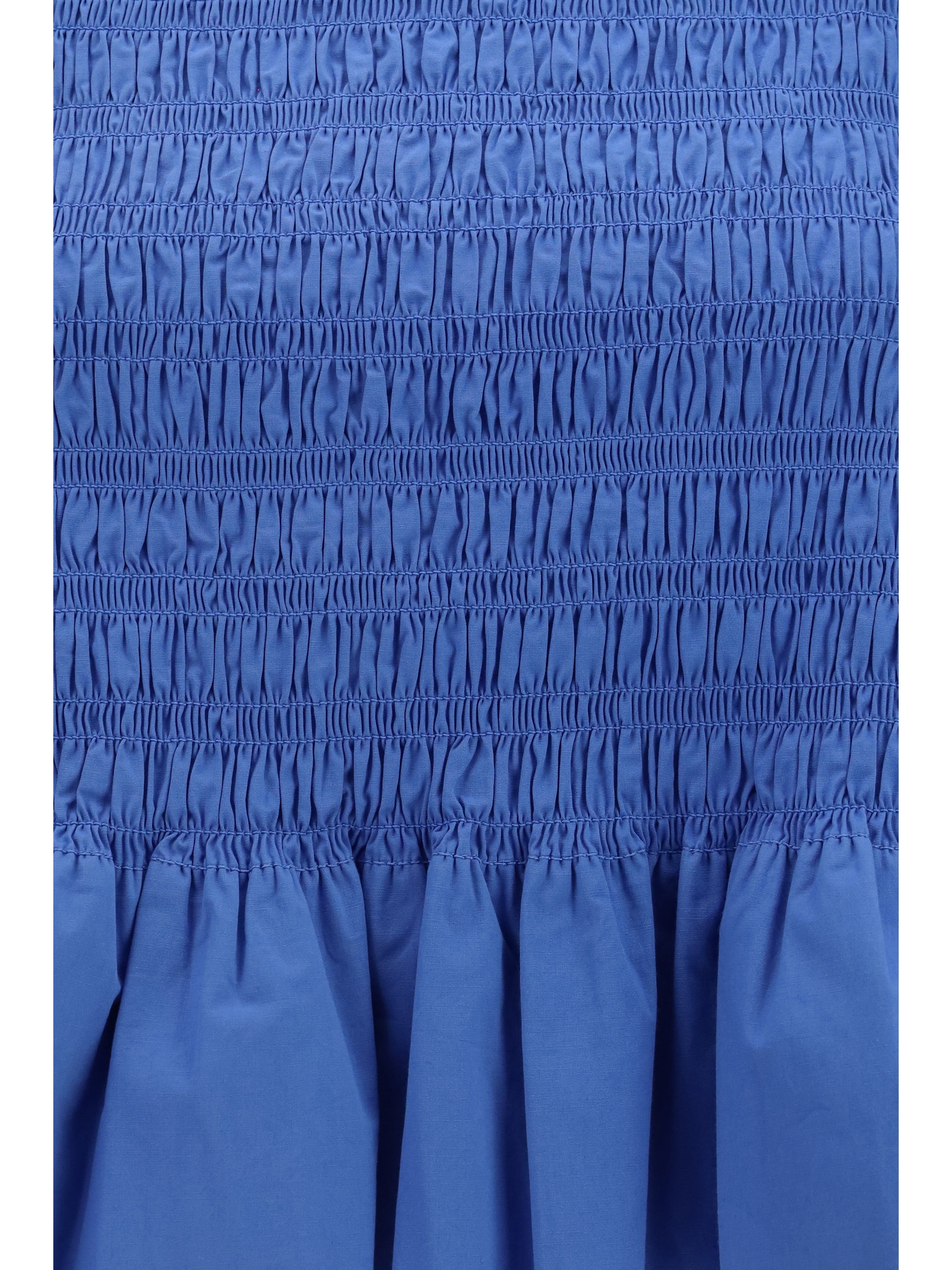 Ganni Women Ruched Cotton Top With Side Bows