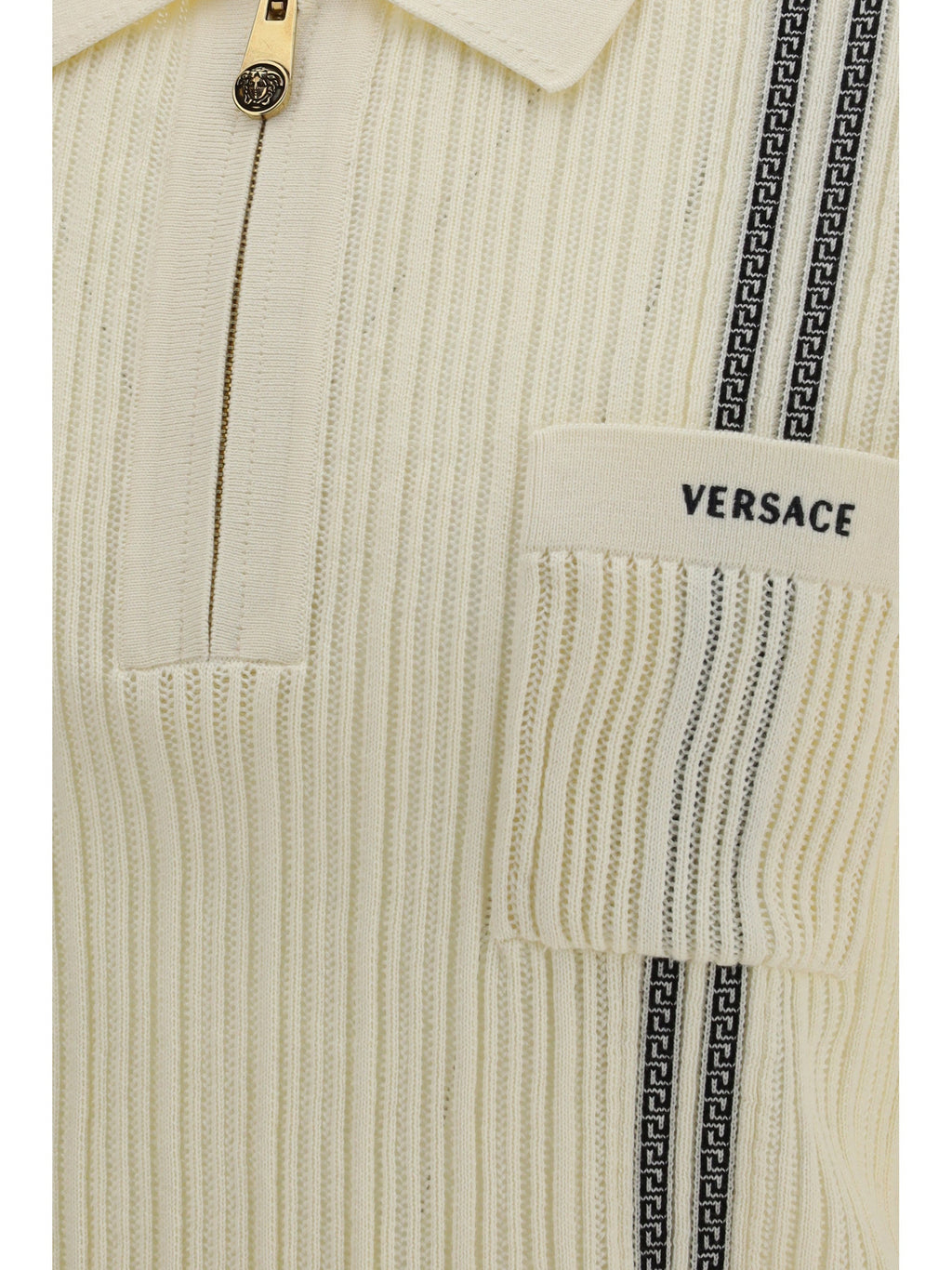 Versace Men Jacquard Cotton Knit Polo