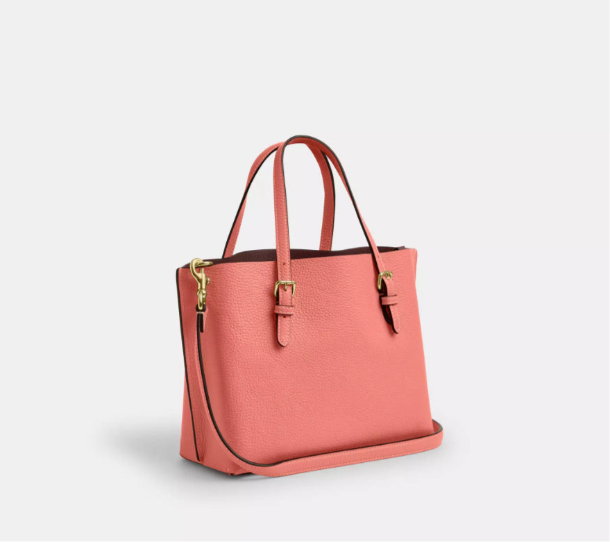 NWT Coach Leather Mollie Tote Bag 25 In Gold/Coral