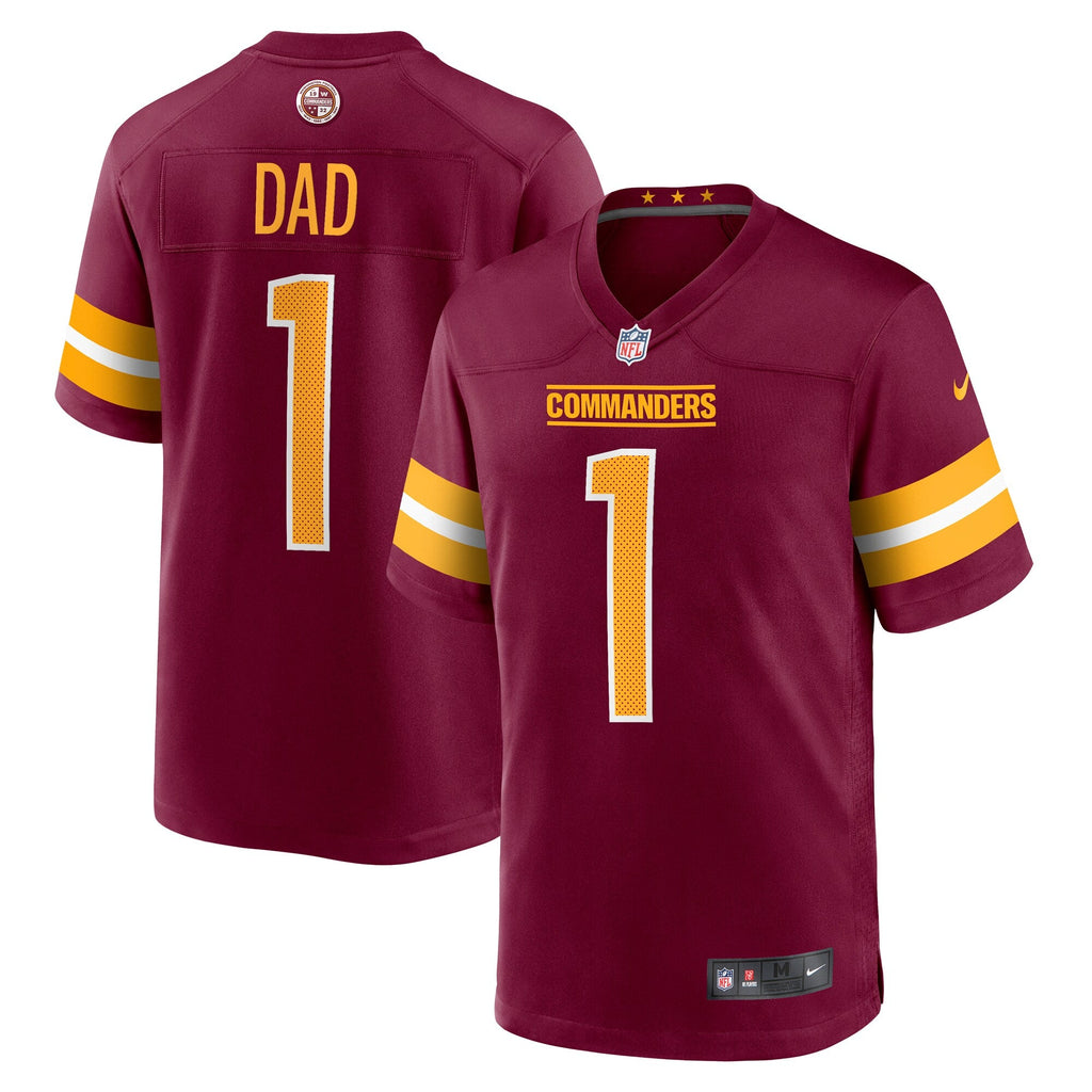 Washington Commanders Number 1 Dad Burgundy Game Jersey