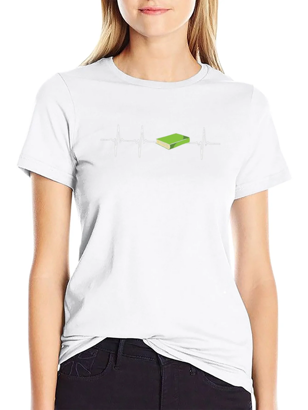Book Lover Heartbeat T-Shirt - Black