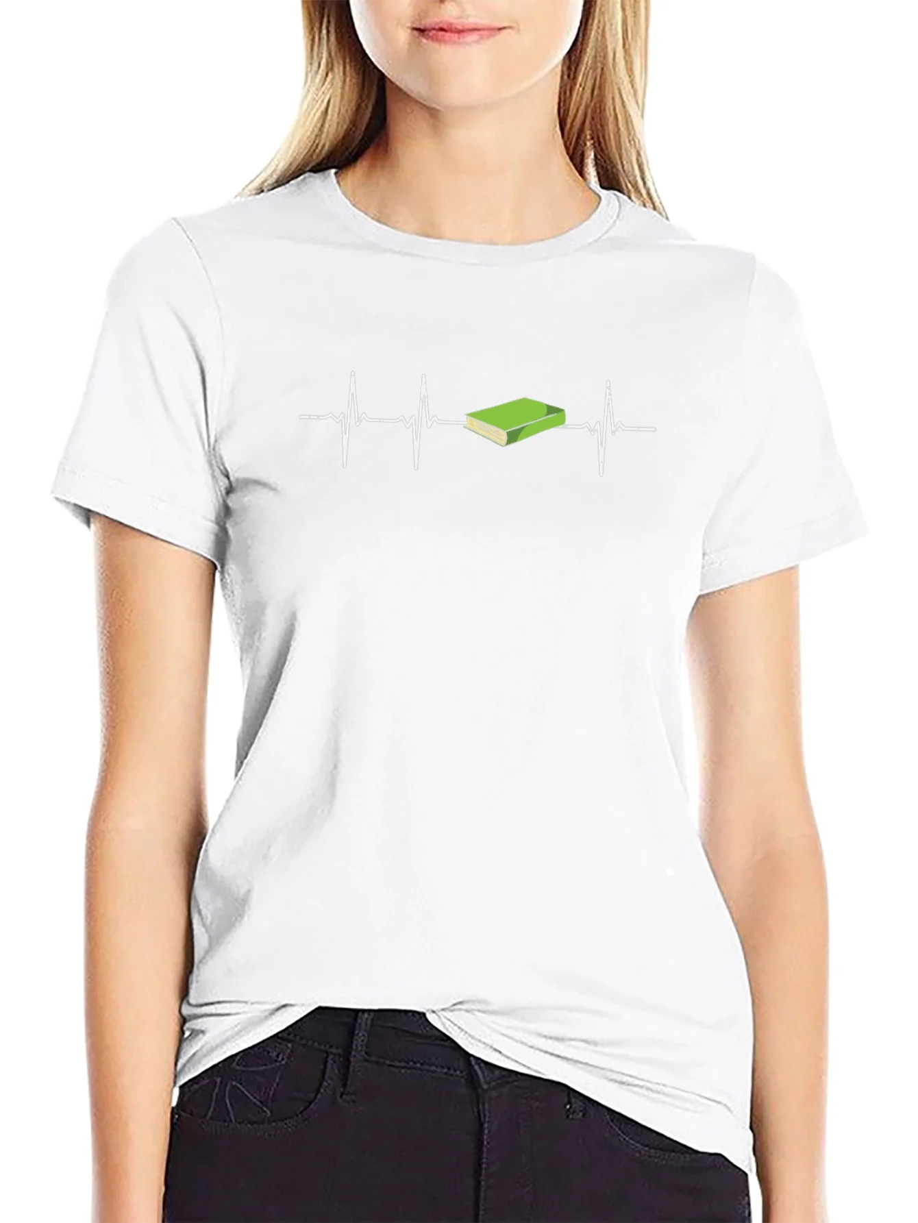 Book Lover Heartbeat T-Shirt - Black