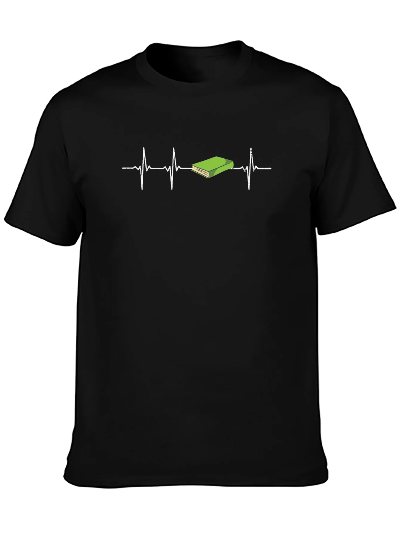 Book Lover Heartbeat T-Shirt - Black