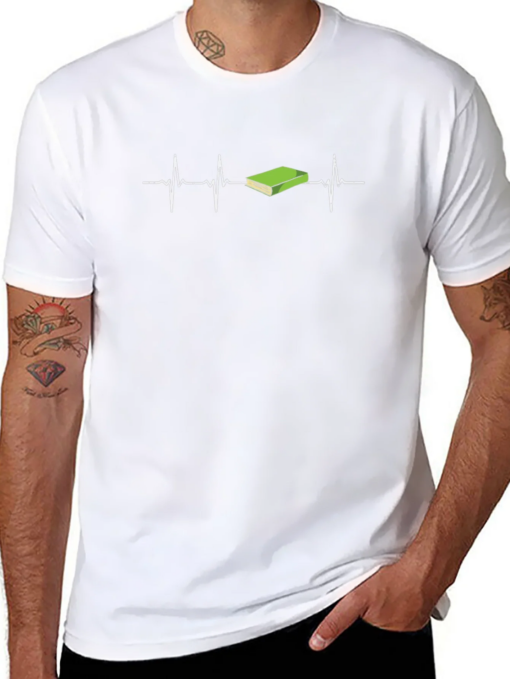Book Lover Heartbeat T-Shirt - Black