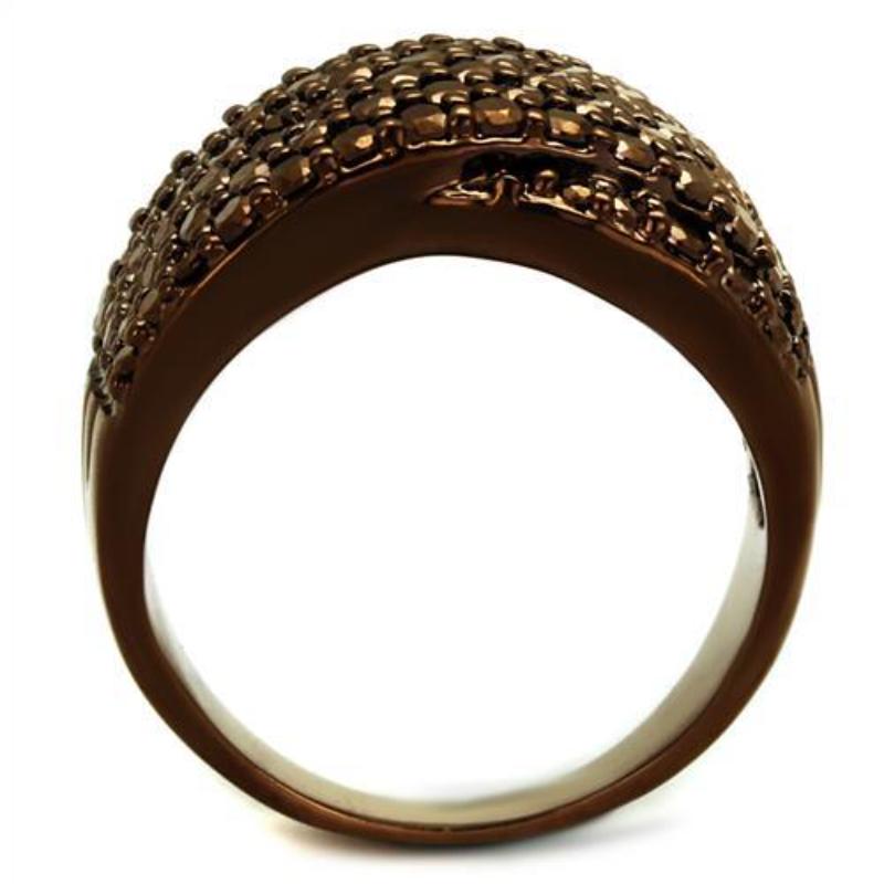IP Coffee light Brass Ring with AAA Grade CZ in Light Coffee