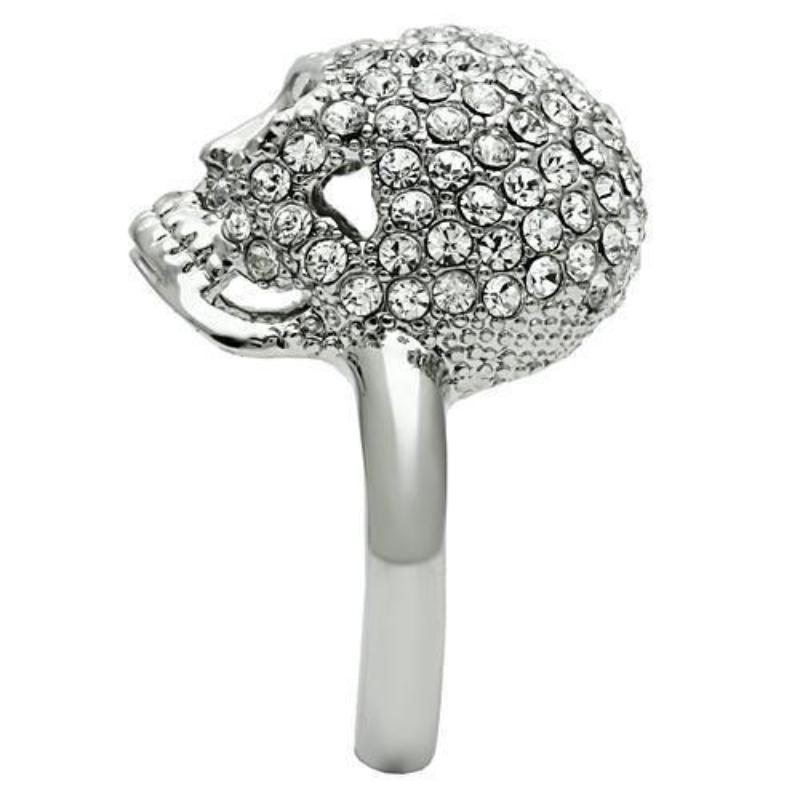 Rhodium White Metal Ring with Top Grade Crystal in Clear