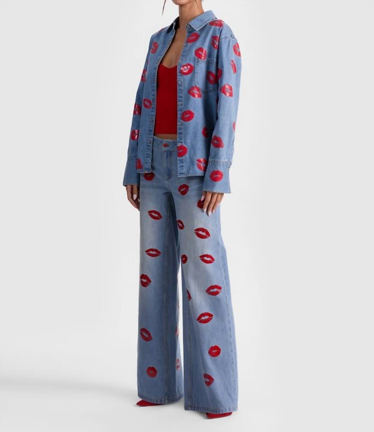 Finelly Oversized Shirt With Pocket In Denver Bright Blue