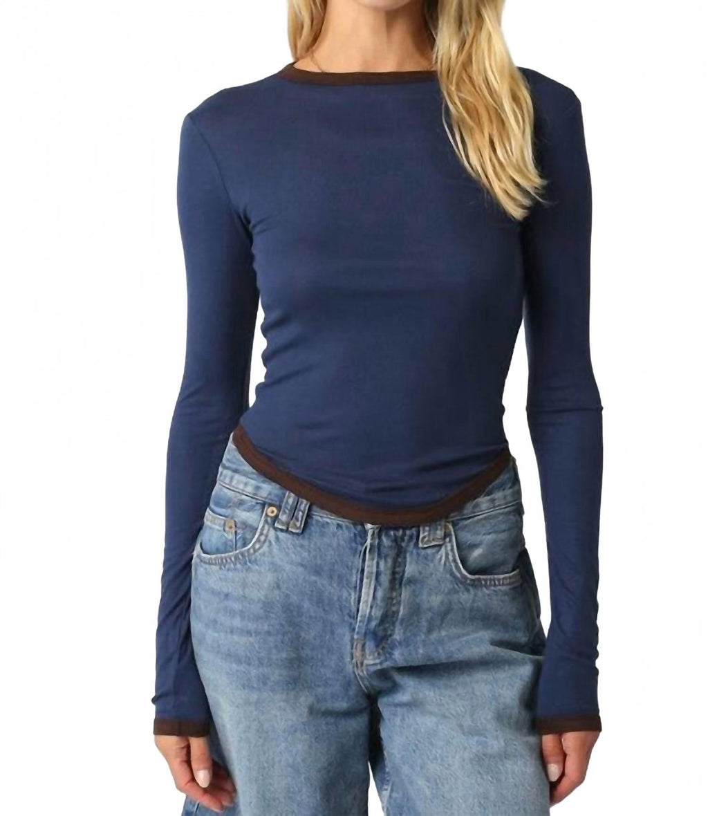 Kendall Long Sleeve Top In Blue