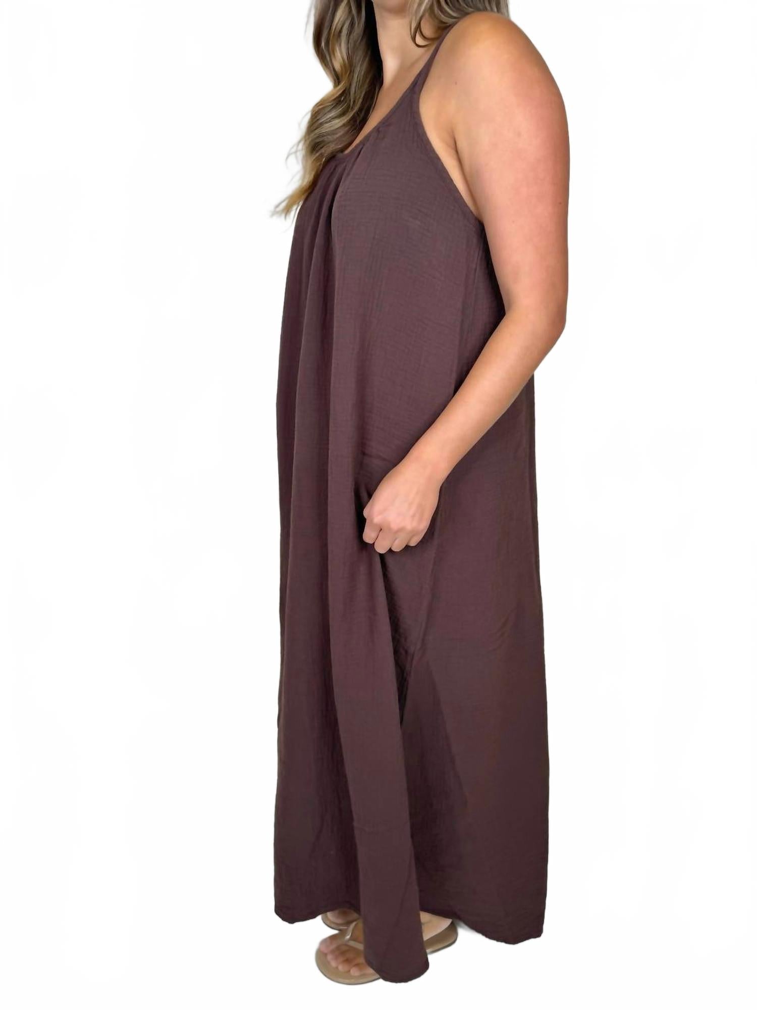 Cami Low Back Maxi Dress In Umber
