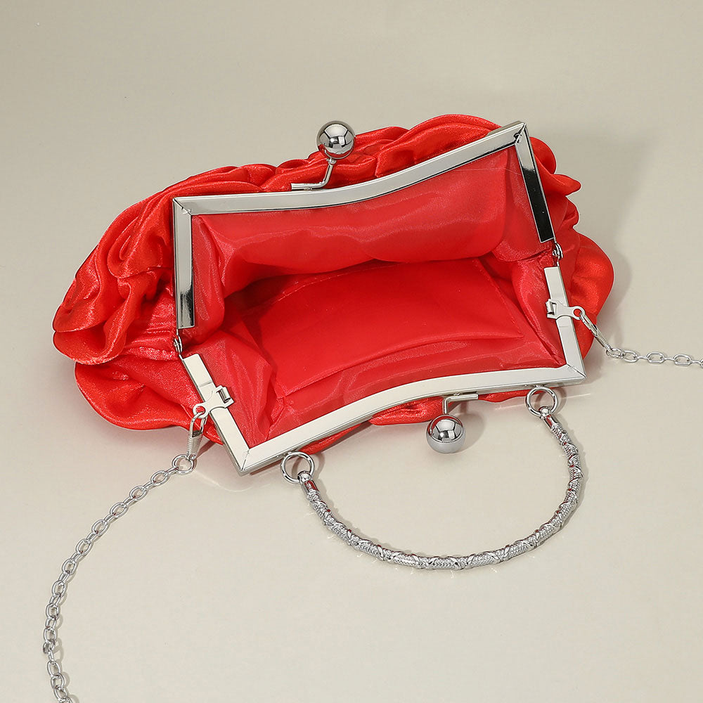 Floral Top Handle Evening Clutch Crossbody Bag