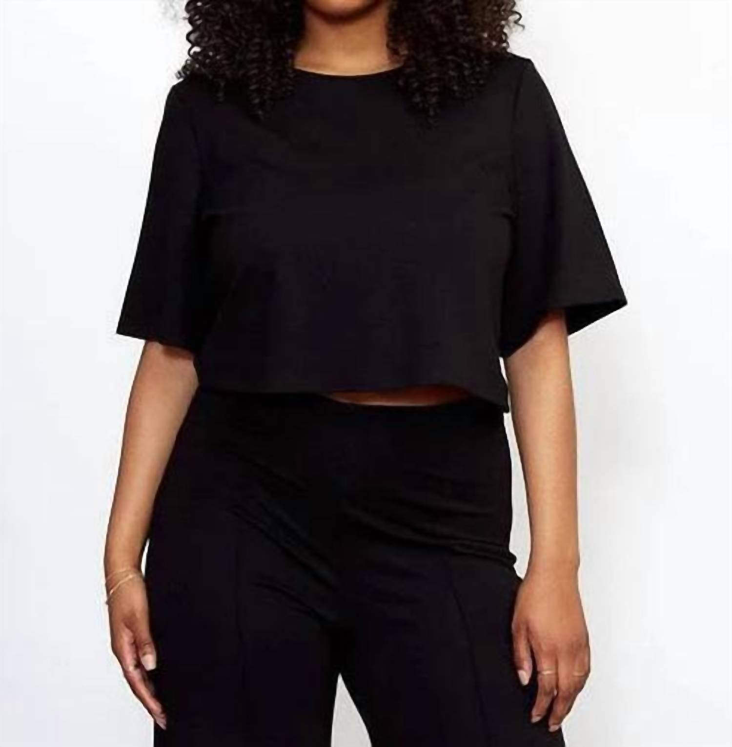 Ponte Short Sleeve Top In Black