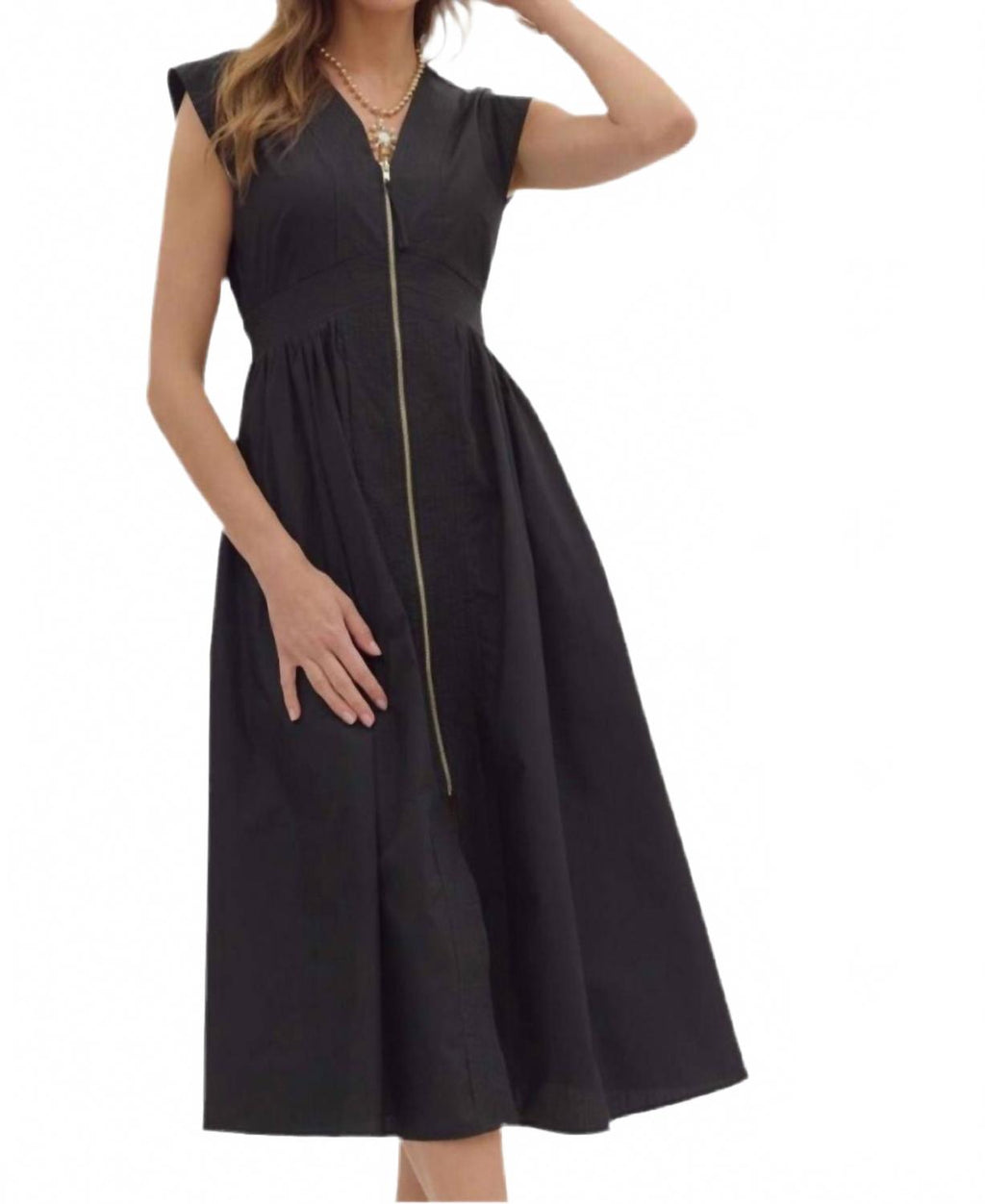 Effortless Luxe Midi Dress In Black