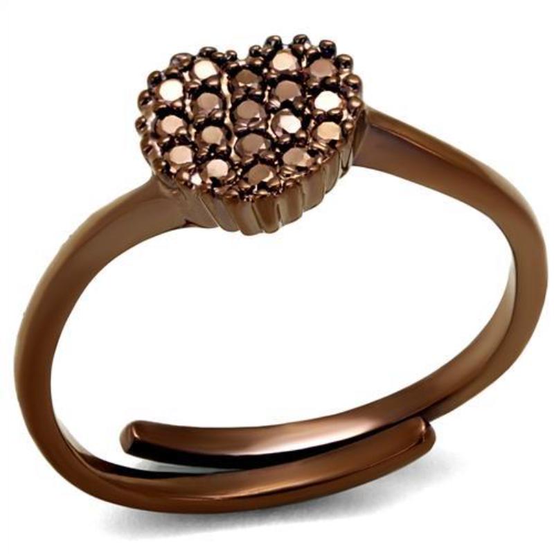 IP Coffee light Brass Ring with AAA Grade CZ in Light Coffee