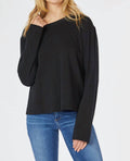 Long Sleeve Crop Boxy Crew Tee In Black