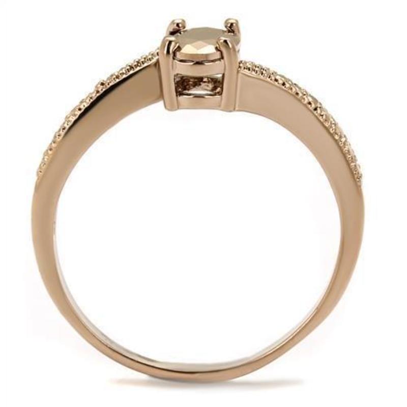 IP Rose Gold(Ion Plating) Brass Ring with AAA Grade CZ in Metallic Light Gold