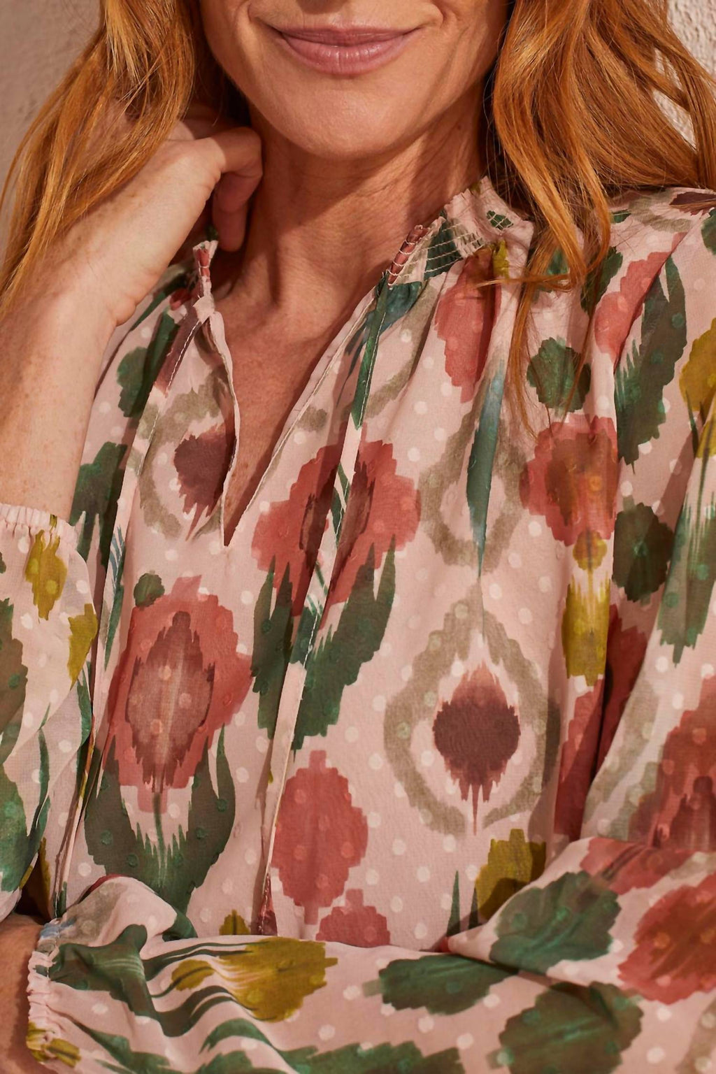 Print Poly Blouse In Vine