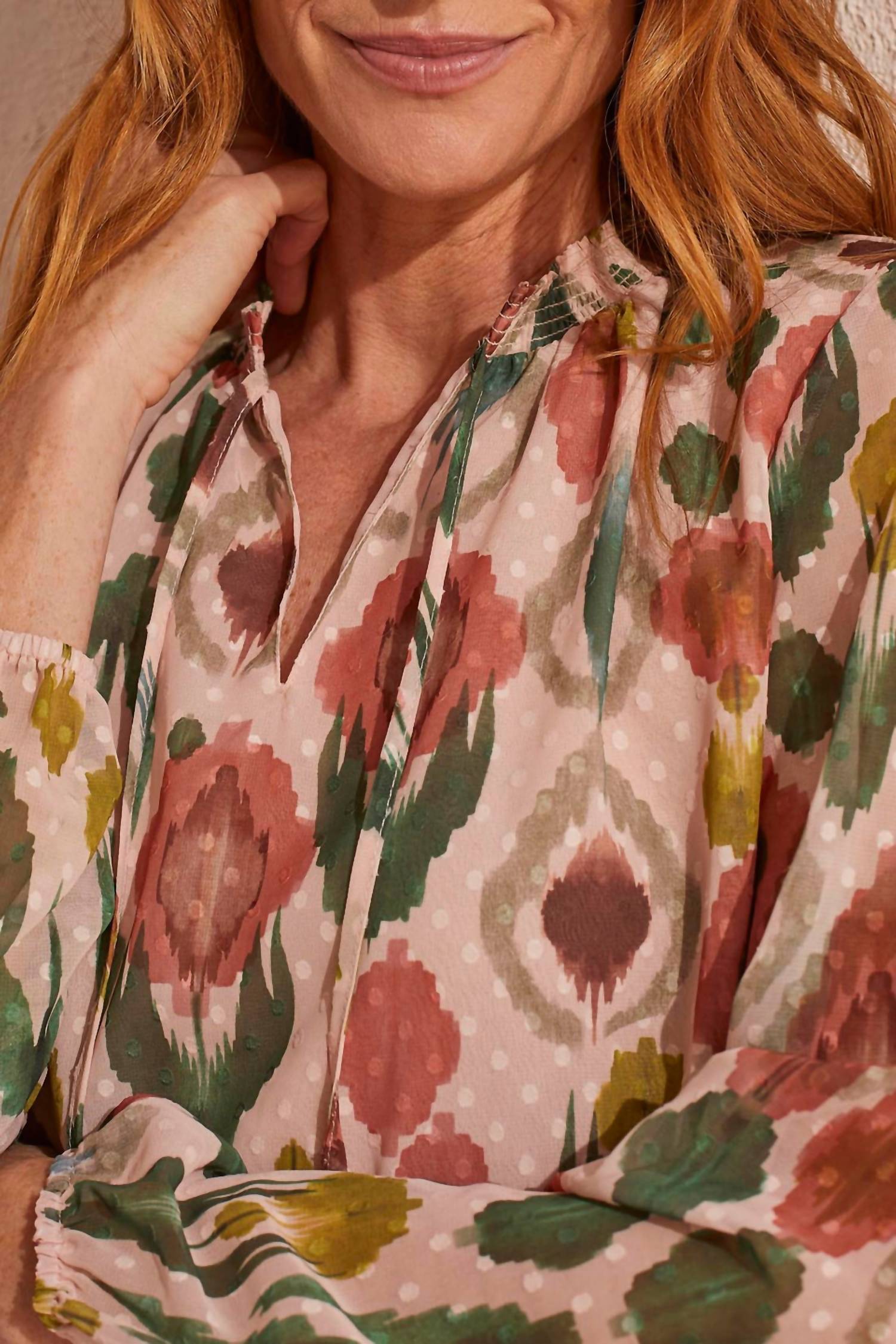 Print Poly Blouse In Vine