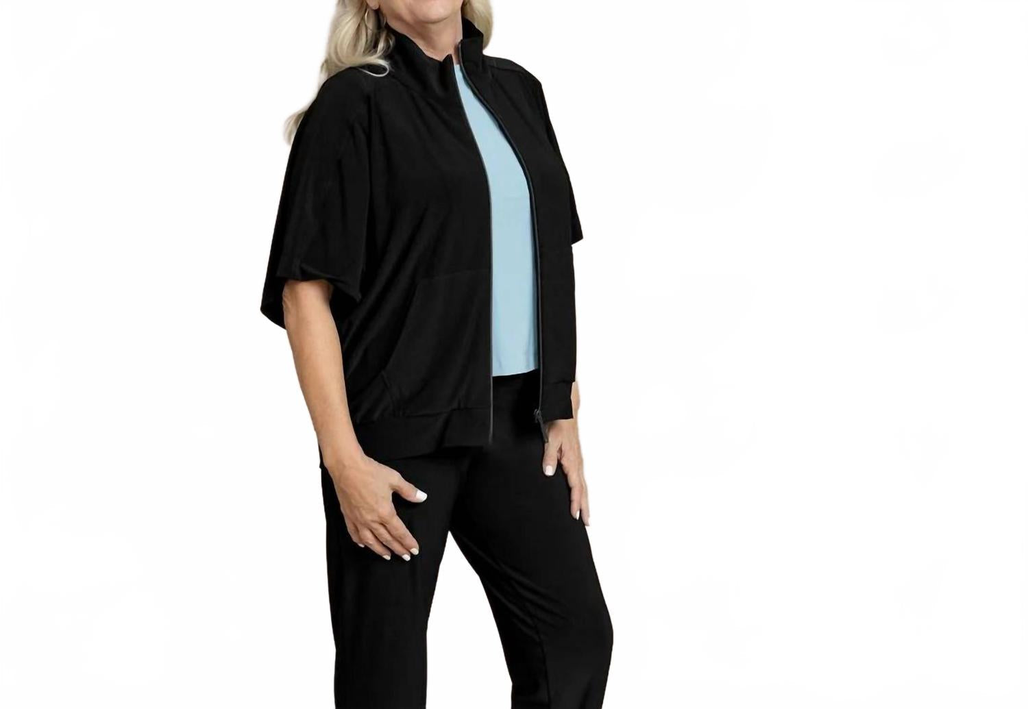 Wing Zip Up Jacket In Black