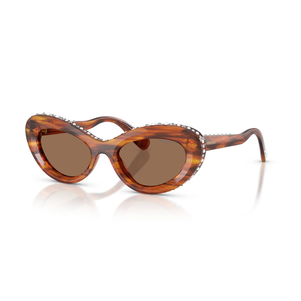0Sk6061U Cat-Eye Tortoiseshell Sunglasses with Crystalline Accents