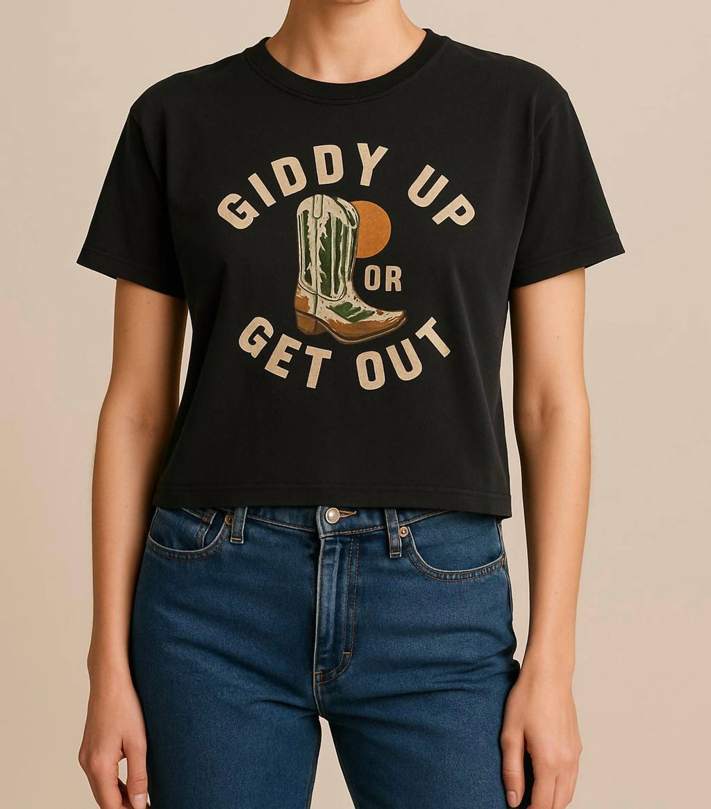 Giddy Up Tee In Black