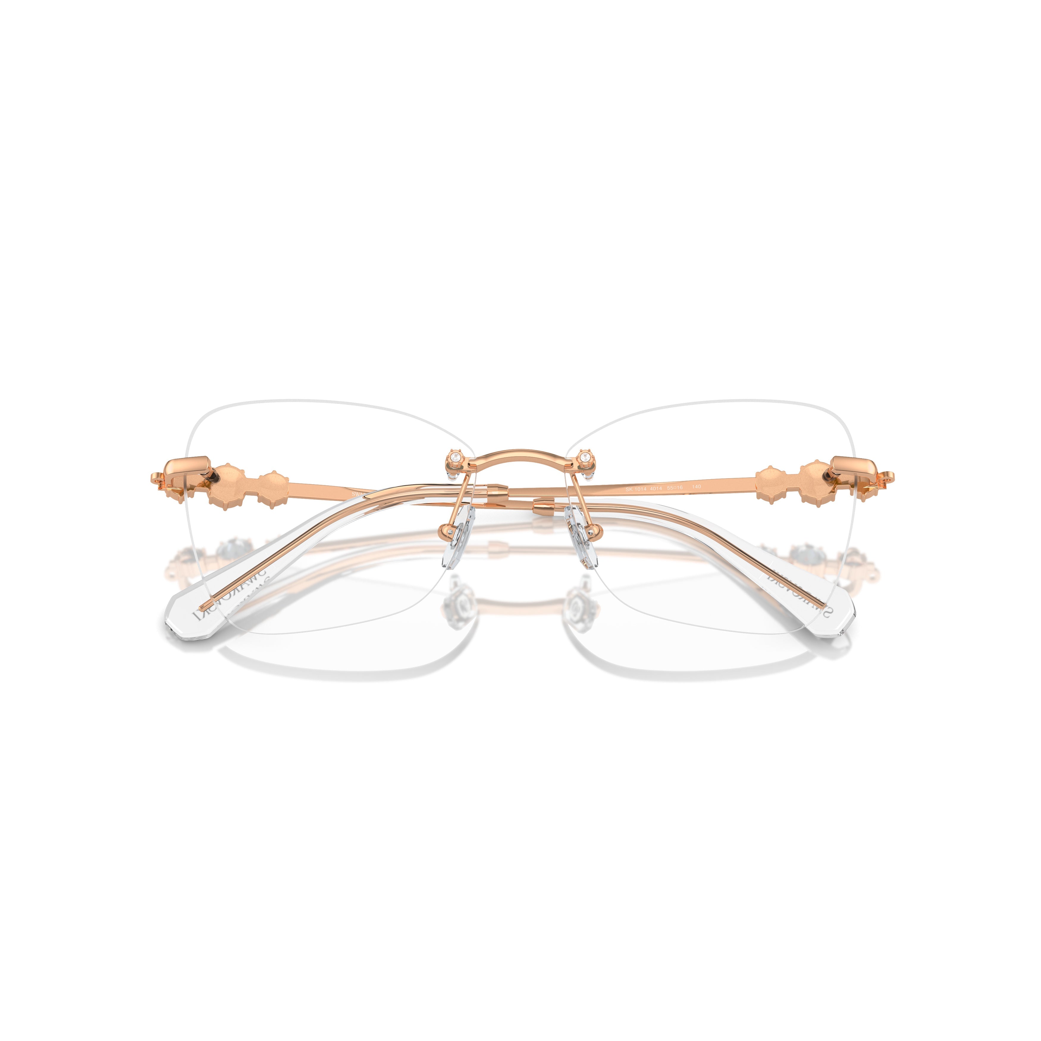 Rimless Eyeglasses With Gold-Toned Metal Temples And Crystal Embellishments
