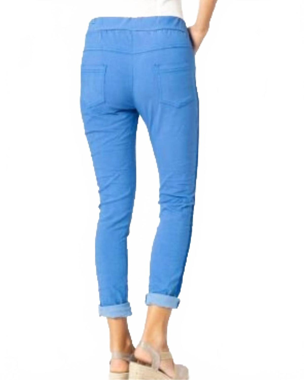 Plain Jegging W/ Ribbon Side Hot Wash In Blue