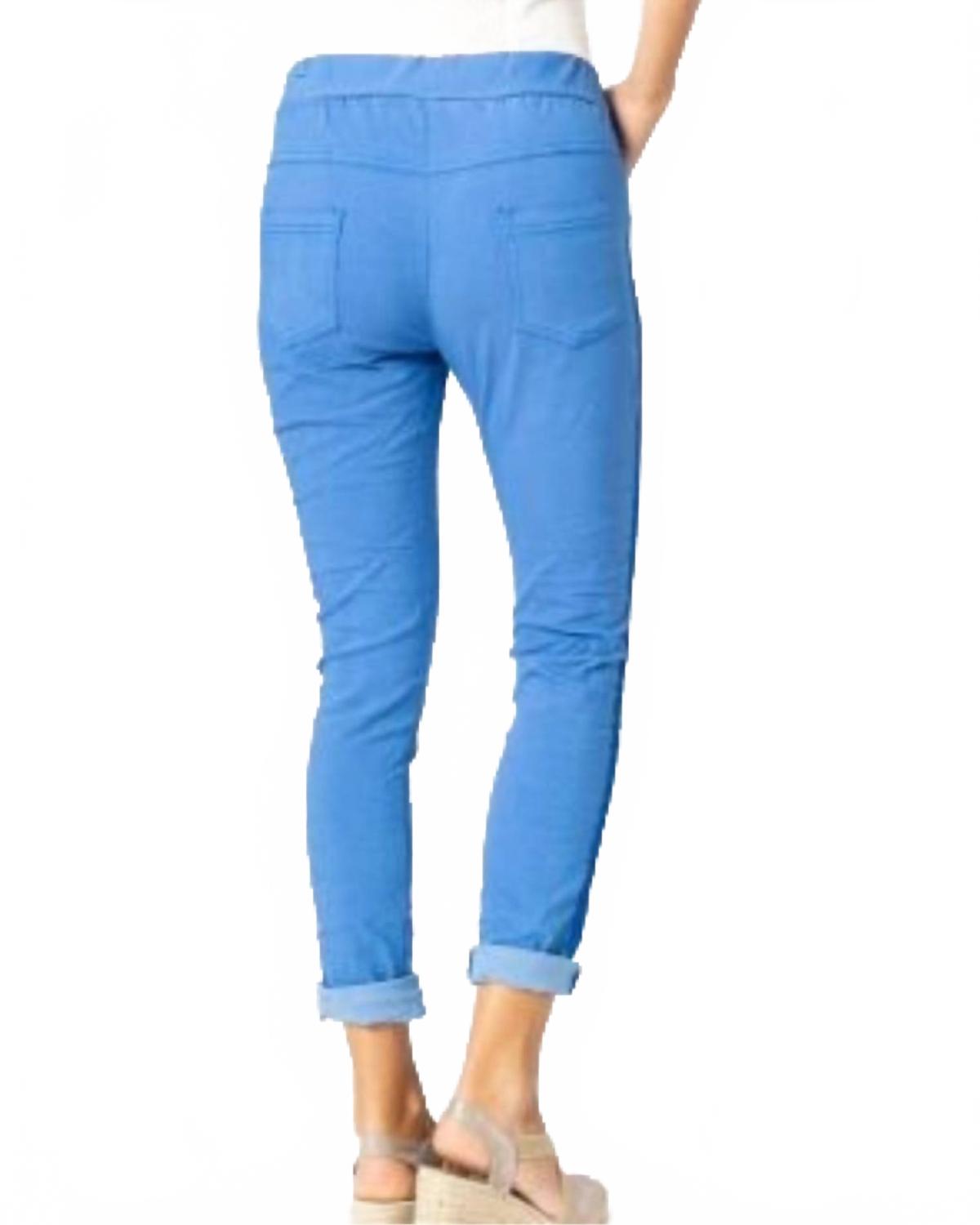 Plain Jegging W/ Ribbon Side Hot Wash In Blue