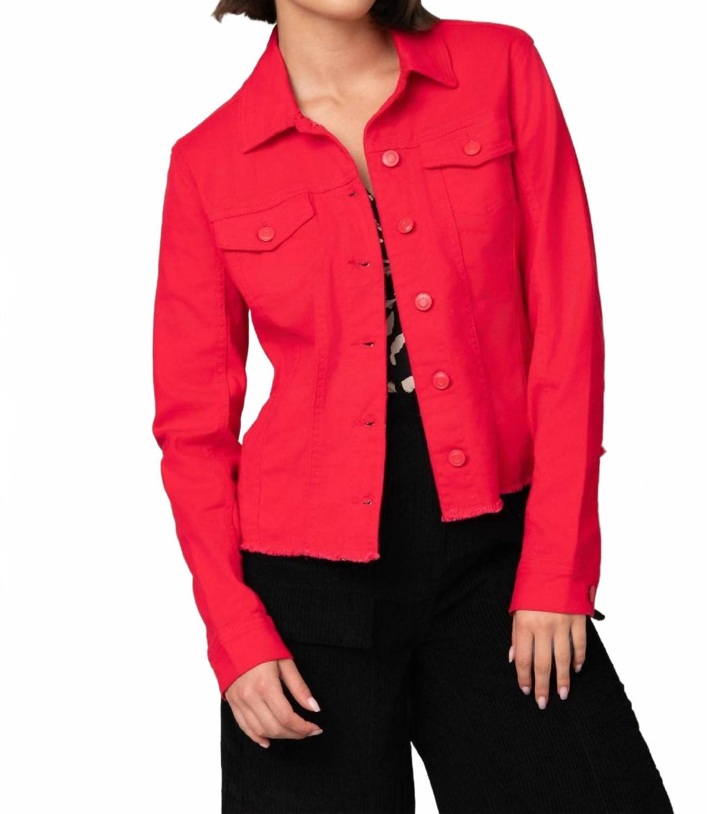 Frayed Jean Jacket In Strawberry