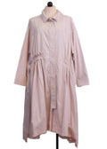Women's Uneven Gathered Side Cotton Shirt Dress In Light Gray