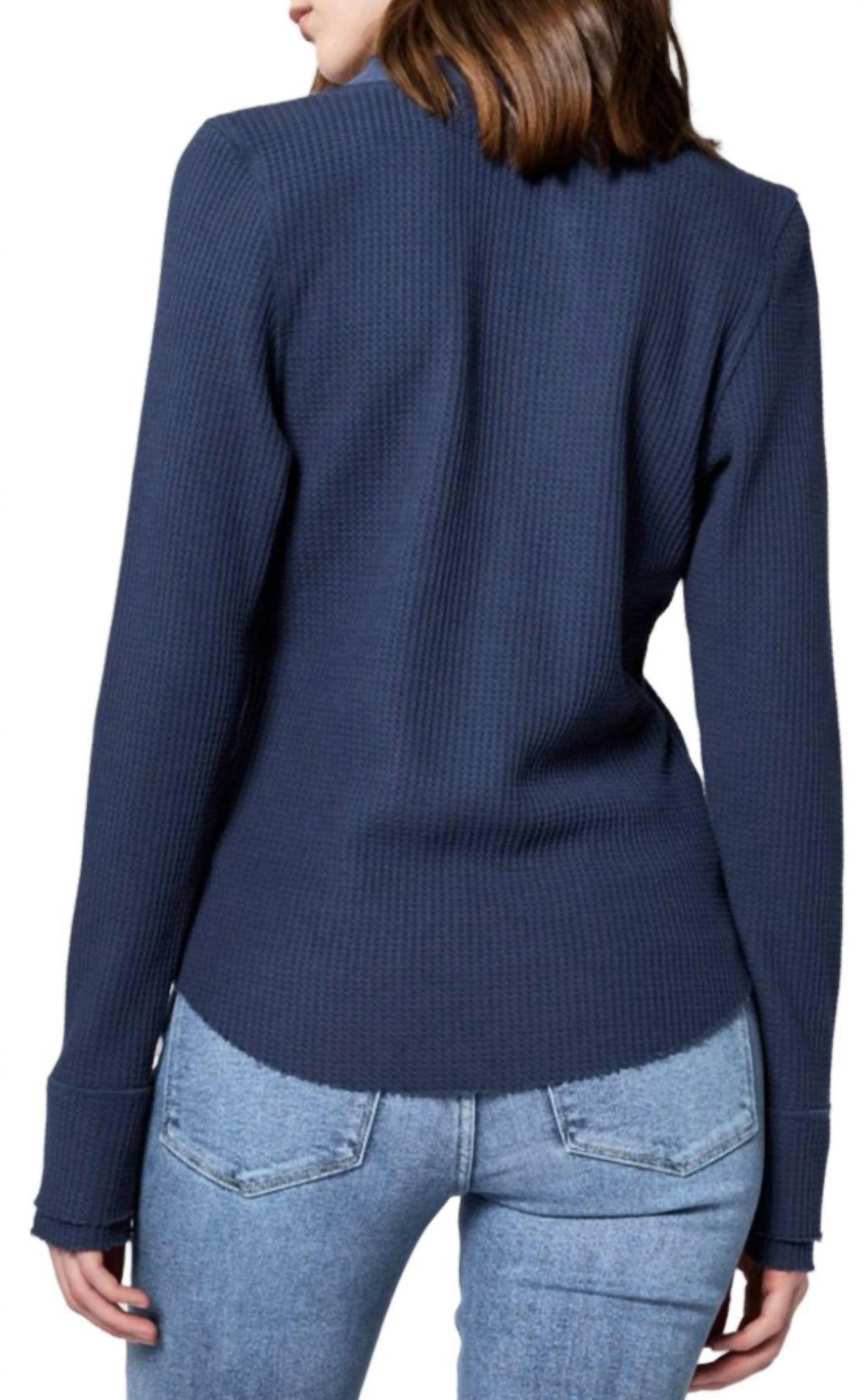 Luna Long Sleeve Fitted Top In Black Iris