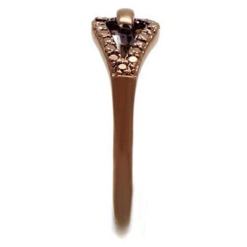 IP Coffee light Brass Ring with AAA Grade CZ in Light Coffee