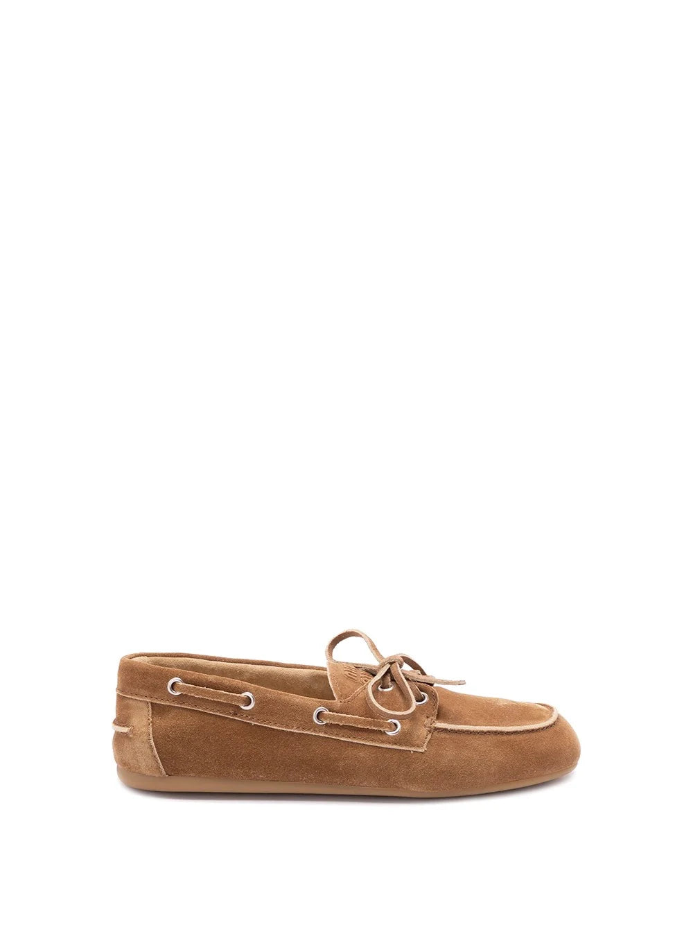 Miu Miu Women Unlined Bleached Suede Boat Shoes