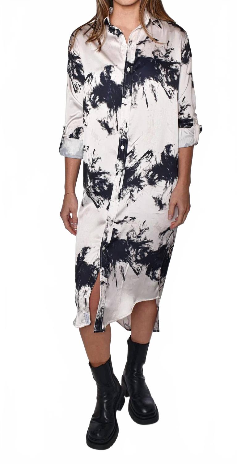 Tie Dye Midi Dress In Black