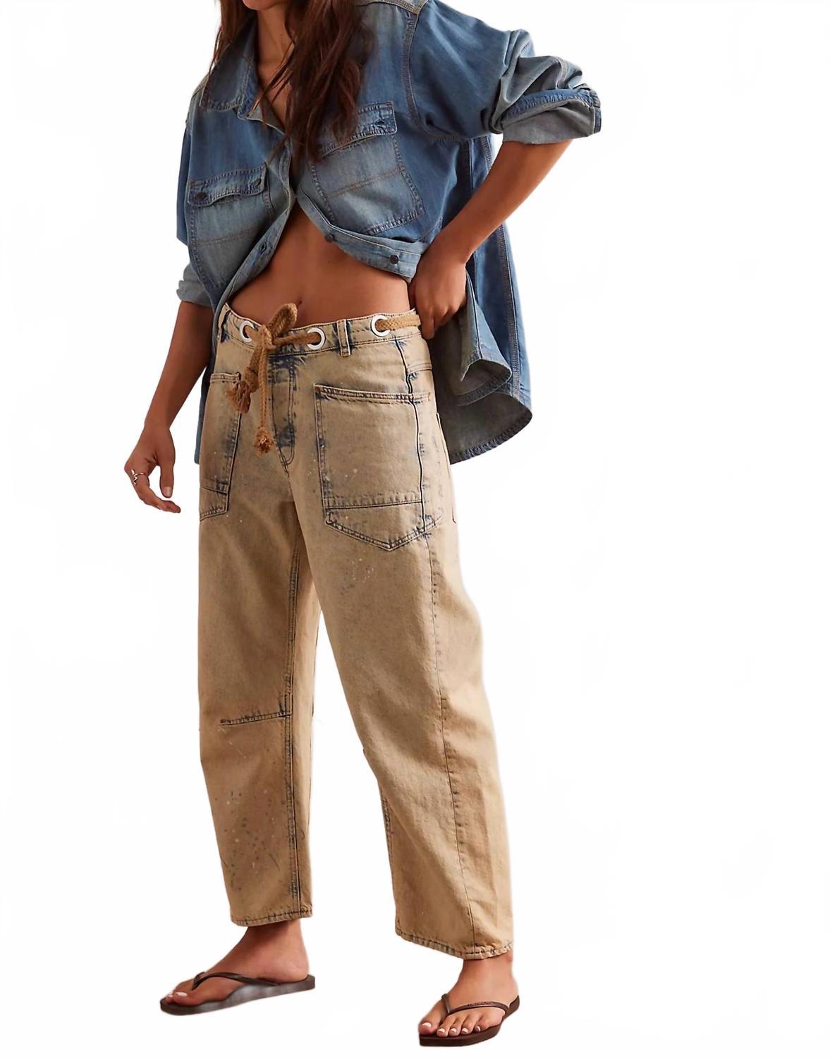 Moxie Low Slung Pull On Barrel Pants In Cowboy