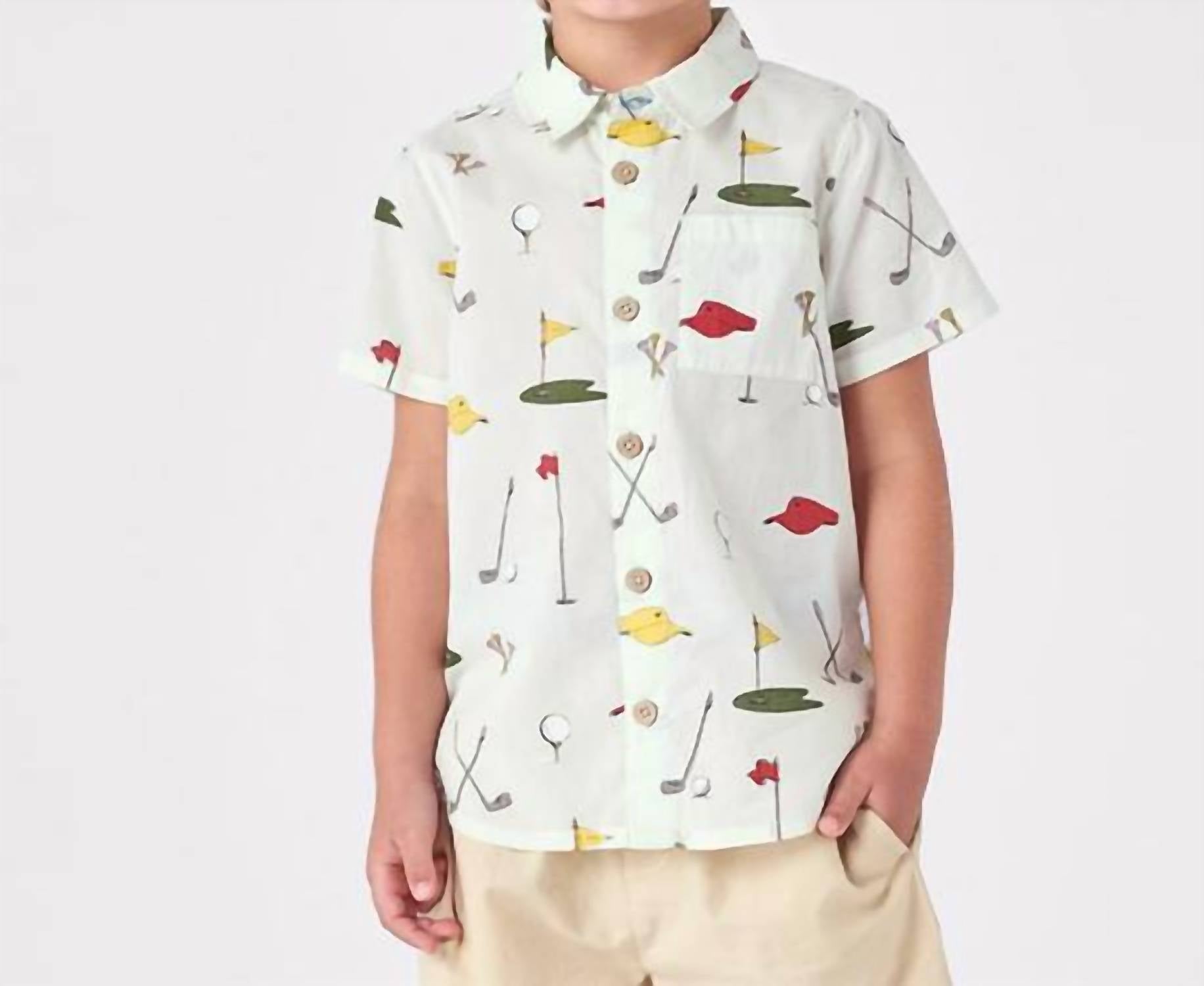 Boy's Golf Tournament Jack Short Sleeve Shirt In White