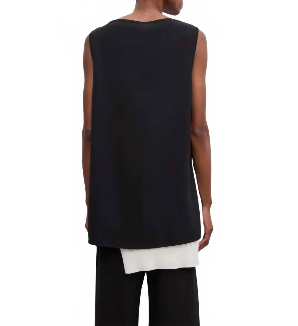 Sleeveless Crepe Top In Black
