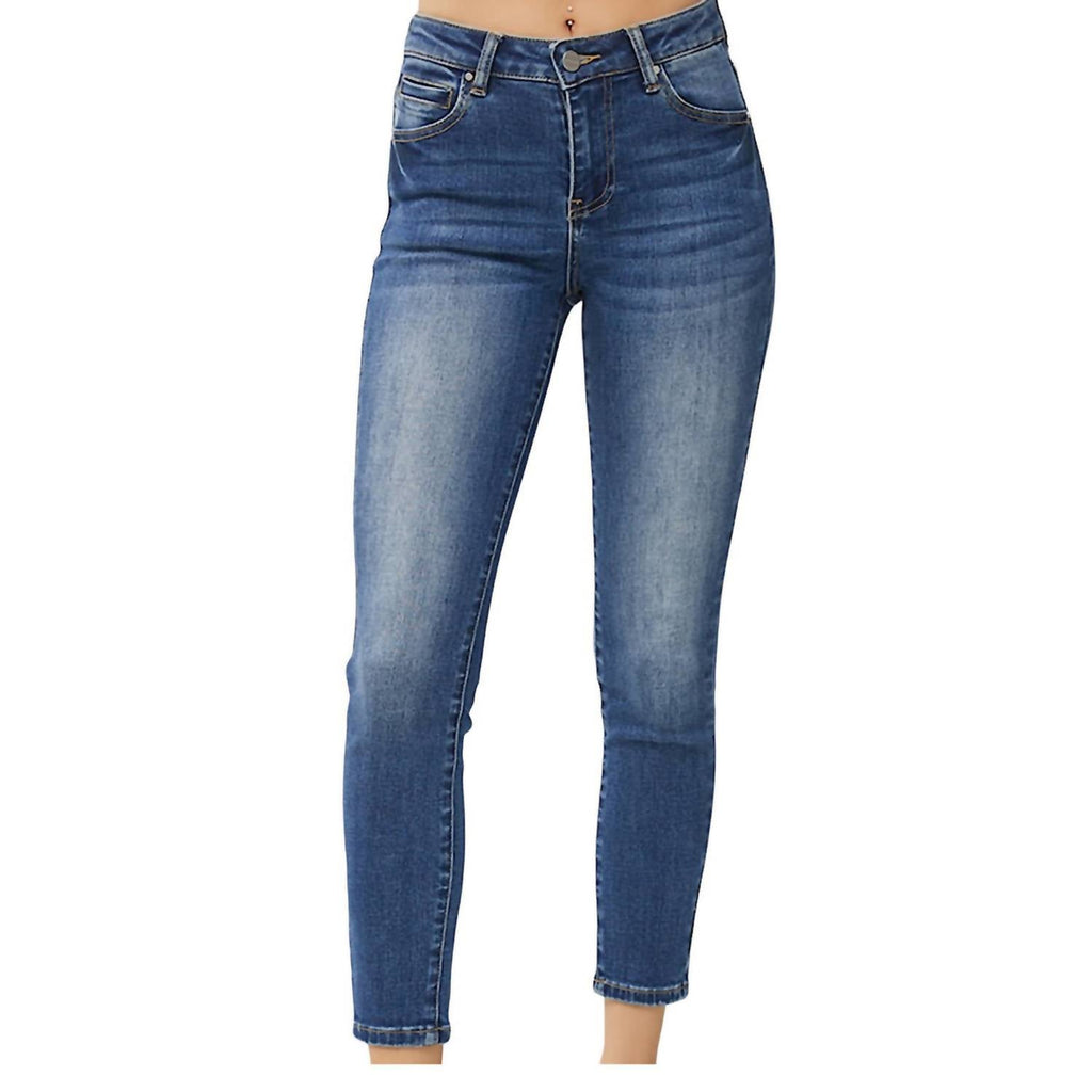 High Rise Basic Ankle Skinny Jeans In Dark Wash