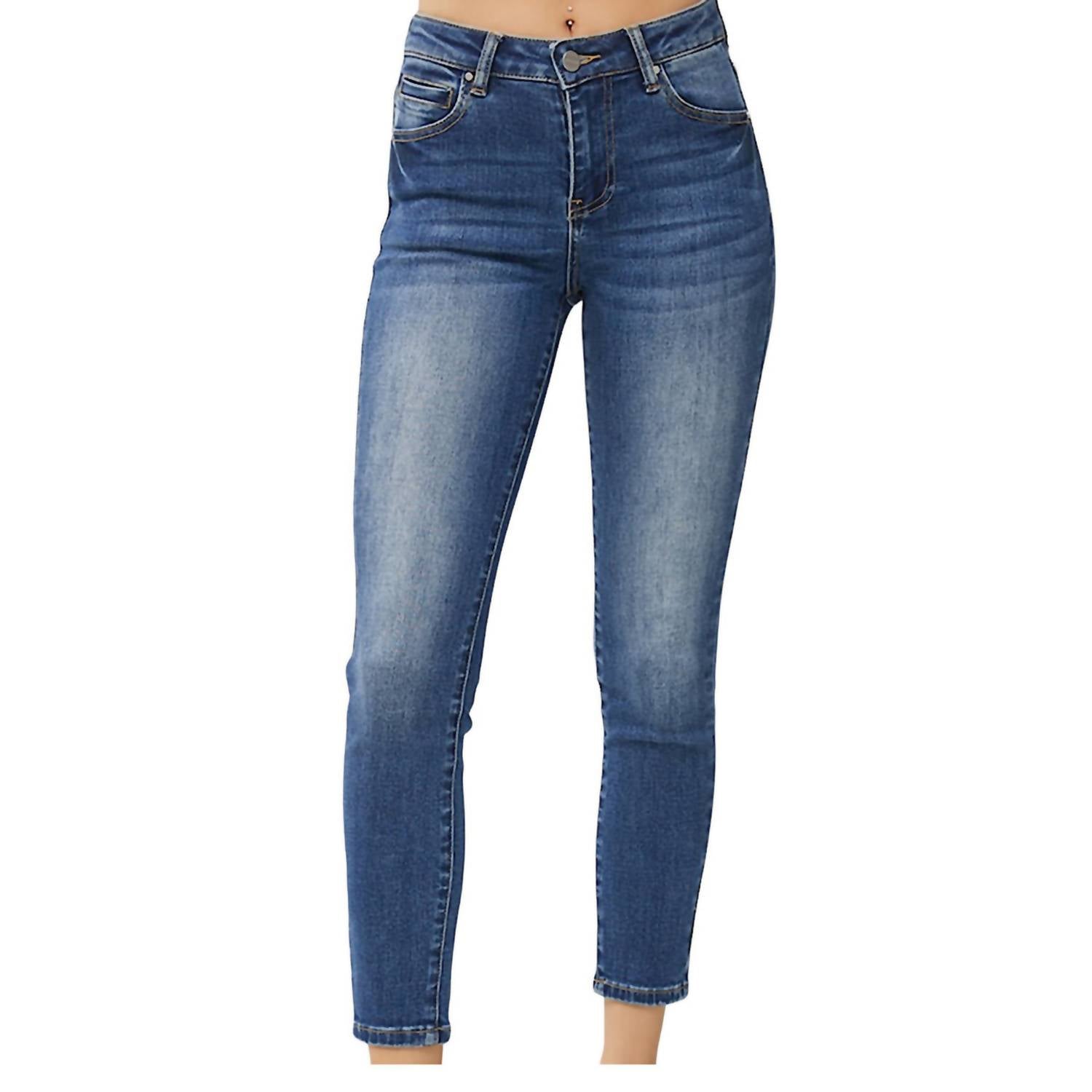 High Rise Basic Ankle Skinny Jeans In Dark Wash