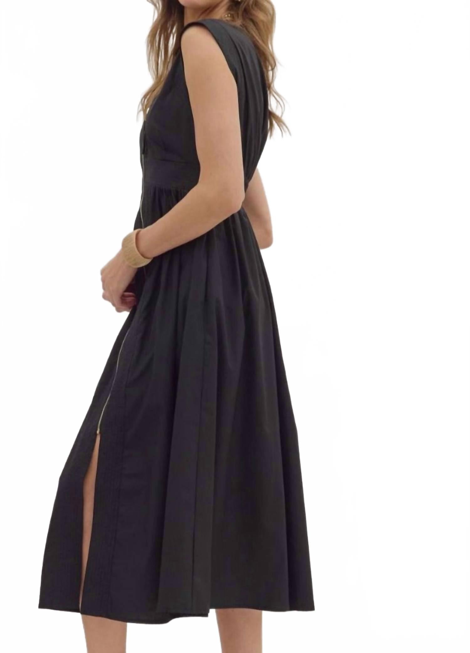 Effortless Luxe Midi Dress In Black