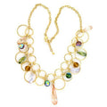 Gold Brass Necklace with AAA Grade CZ in Multi Color