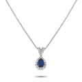 LB Exclusive Platinum, 18K White Gold 0.45ct Diamond and Sapphire Pendant Necklace MF20-041326