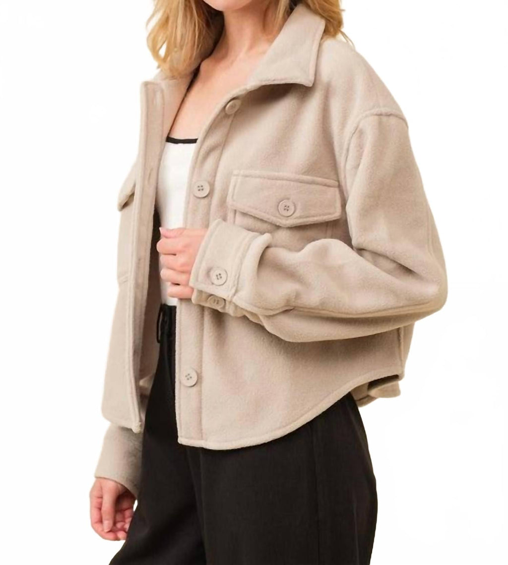 Fleece Pocket Jacket In Beige